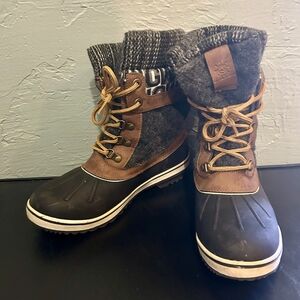 Global Win Black and Brown Winter Boots